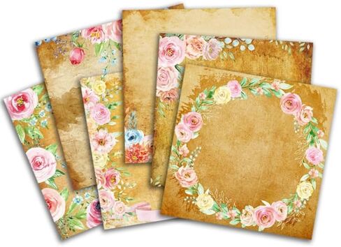 24 قطعة من ورق القصاصات الزهري الكلاسيكي مقاس 6 × 6 بوصة بنمط متنوع Decoupage Cardstock ورق قصاصات عتيق DIY مستلزمات صناعة البطاقات الزخرفية in Kuwait