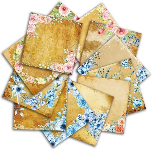 24 قطعة من ورق القصاصات الزهري الكلاسيكي مقاس 6 × 6 بوصة بنمط متنوع Decoupage Cardstock ورق قصاصات عتيق DIY مستلزمات صناعة البطاقات الزخرفية in Kuwait
