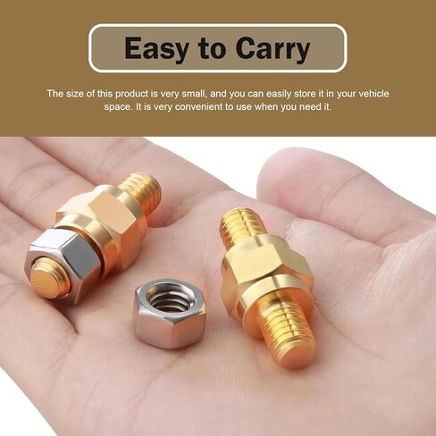 2 PCS Side Post Battery Terminal, 3/8 "-16 & 3/8 "-24 Copper Side Post Battery Bolts, Batteries Terminal Bolt, Universal Car Replacement Accessories (Gold) in Saudi Arabia