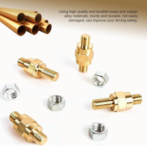 2 PCS Side Post Battery Terminal, 3/8 "-16 & 3/8 "-24 Copper Side Post Battery Bolts, Batteries Terminal Bolt, Universal Car Replacement Accessories (Gold) in Saudi Arabia