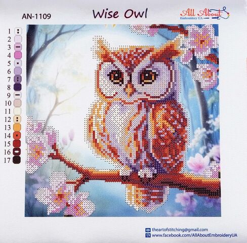 AllAboutEmbroideryUA Bead Embroidery kit Wise Owl AN-1109 Bird Beaded Cross Stitch kit in Kuwait