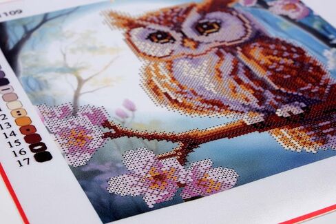 AllAboutEmbroideryUA Bead Embroidery kit Wise Owl AN-1109 Bird Beaded Cross Stitch kit in Kuwait