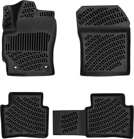 RizLiner Fiat 500 & 500C 2011-2019 Floor Mats Custom Fit Rubber 3D Car Mats Laser Measured Floor Liners All Weather Heavy Duty Waterproof Odorless Non-Slip TPE (Front & Rear, Black) in Kuwait