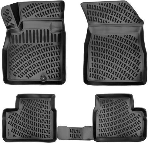 RizLiner Fiat 500 & 500C 2011-2019 Floor Mats Custom Fit Rubber 3D Car Mats Laser Measured Floor Liners All Weather Heavy Duty Waterproof Odorless Non-Slip TPE (Front & Rear, Black) in Kuwait