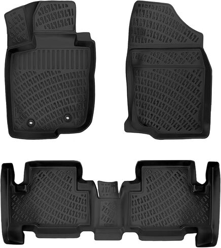 RizLiner Fiat 500 & 500C 2011-2019 Floor Mats Custom Fit Rubber 3D Car Mats Laser Measured Floor Liners All Weather Heavy Duty Waterproof Odorless Non-Slip TPE (Front & Rear, Black) in Kuwait