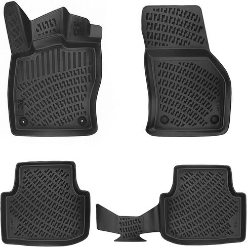 RizLiner Fiat 500 & 500C 2011-2019 Floor Mats Custom Fit Rubber 3D Car Mats Laser Measured Floor Liners All Weather Heavy Duty Waterproof Odorless Non-Slip TPE (Front & Rear, Black) in Kuwait