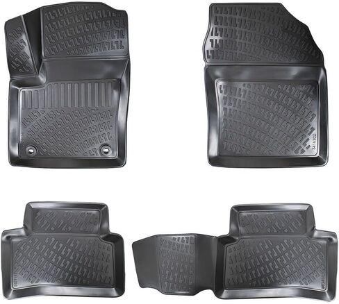 RizLiner Fiat 500 & 500C 2011-2019 Floor Mats Custom Fit Rubber 3D Car Mats Laser Measured Floor Liners All Weather Heavy Duty Waterproof Odorless Non-Slip TPE (Front & Rear, Black) in Kuwait