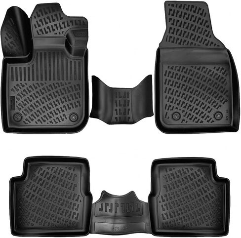 RizLiner Fiat 500 & 500C 2011-2019 Floor Mats Custom Fit Rubber 3D Car Mats Laser Measured Floor Liners All Weather Heavy Duty Waterproof Odorless Non-Slip TPE (Front & Rear, Black) in Kuwait