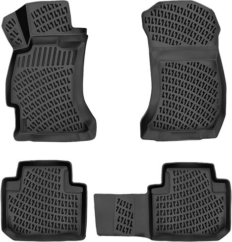 RizLiner Fiat 500 & 500C 2011-2019 Floor Mats Custom Fit Rubber 3D Car Mats Laser Measured Floor Liners All Weather Heavy Duty Waterproof Odorless Non-Slip TPE (Front & Rear, Black) in Kuwait