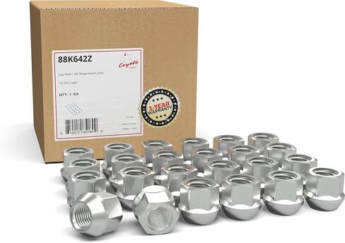 Wheel Accessories Parts 24 Pcs 1/2"-20 Thread Open End Bulge Acorn 21mm 0.84" Long Lug Nuts Zinc 3/4" 19mm Hex Fits Dodge Dakota Durango Viper in Kuwait