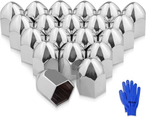 38mm Lug Nut Covers with Flange ABS Chrome Screw-on Nut Covers for Semi Trucks (60Pcs) in Saudi Arabia