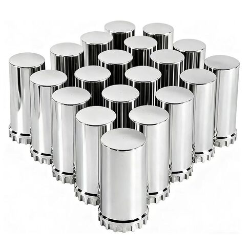 JESONN 20 PCS 33mm Chrome ABS Plastic Cylindrical Lug Nut Covers Screw on Lugs Set with Flange for Semi Trucks (20) in Saudi Arabia