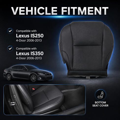 NLQR Front Driver and Passenger Side Bottom Replacement Seat Covers Microfiber Leather Black Compatible with Lexus IS250 IS350 2006 2007 2008 2009 2010 2011 2012 2013 in Kuwait