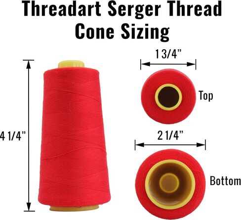 خيط سيرجر بوليستر Threadart - 2750 ياردة 40/2 - أبيض - 56 لونًا متاحًا - 4 حزمة مخروطية in Kuwait