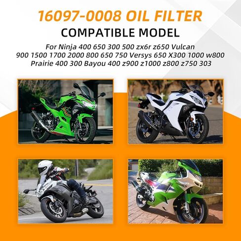 16097-0008 303 Motorcycle Oil Filter for Kawasaki Ninja 400 650 300 500 zx6r z650 Vulcan 900 1500 1700 2000 800 650 750 Versys 650 X300 1000 w800 Prairie 400 300 Bayou 400 z900 z1000 z800 z750 303 in Kuwait