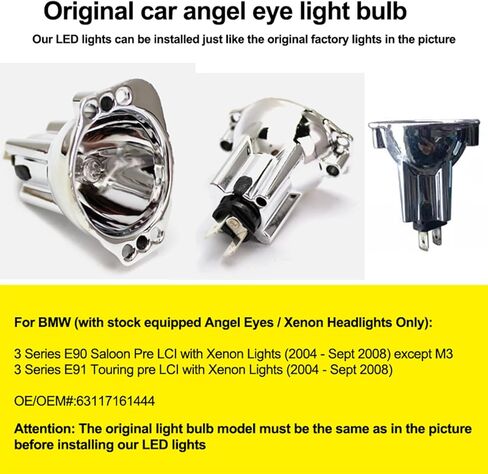 2PCS White Angel Eyes Halo Ring Marker Lights Bulbs Canbus For BMW E90 E91 2006-2008 2009-2012 3 Series 325i 328i 335i 330i 330xi 335i 335xi 335i xDrive Car Accessories in Saudi Arabia