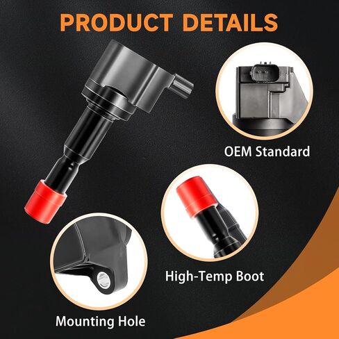 Motorevo 4PCS Ignition Coil Pack Compatible with Honda Fit 1.5L 1.5 L4 2007 2008 Base DX LX Sport Hatchback, UF581, 5C1635, C1578, 30520PWC003, 30520PWCS01, E1081 in Saudi Arabia