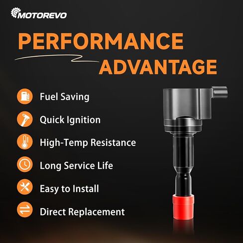 Motorevo 4PCS Ignition Coil Pack Compatible with Honda Fit 1.5L 1.5 L4 2007 2008 Base DX LX Sport Hatchback, UF581, 5C1635, C1578, 30520PWC003, 30520PWCS01, E1081 in Saudi Arabia