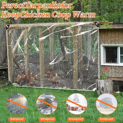 Clear Tarp 6.5x6.5ft Clear Tarps Heavy Duty Water Resistant,20Mil Thickened Transparent Tear Resistant PVC Vinyl Tarpaulin Enclosurewith Grommets and Reinforced Edges for Patio,Porch and Outdoor in Kuwait