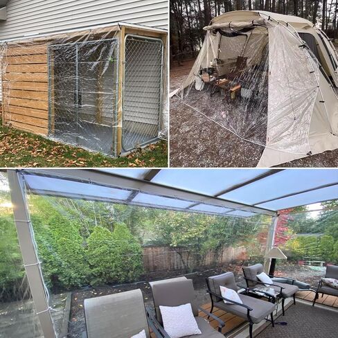 Clear Tarp 6.5x6.5ft Clear Tarps Heavy Duty Water Resistant,20Mil Thickened Transparent Tear Resistant PVC Vinyl Tarpaulin Enclosurewith Grommets and Reinforced Edges for Patio,Porch and Outdoor in Kuwait