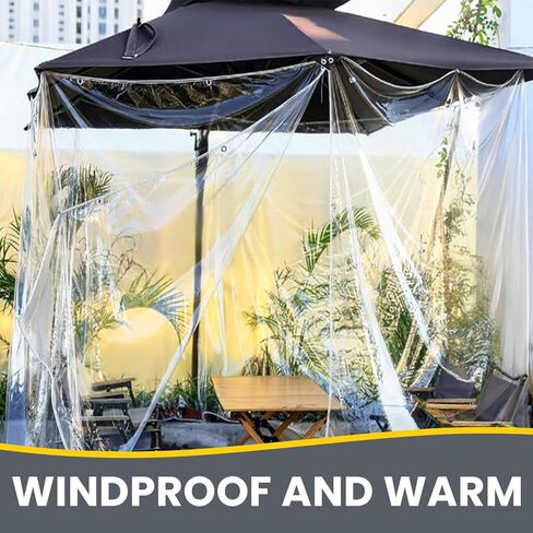 Clear Tarp 6.5x6.5ft Clear Tarps Heavy Duty Water Resistant,20Mil Thickened Transparent Tear Resistant PVC Vinyl Tarpaulin Enclosurewith Grommets and Reinforced Edges for Patio,Porch and Outdoor in Kuwait