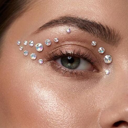 1792pcs Self Adhesive Face Gems Stickers, Rhinestones Gems Stickers for Hair, Bling Jewels for Crafts Makeup Home Decor, Scrapbooking Embellishments with 4 Sizes 3mm/4mm/5mm/6mm (Clear Rhinestones) in Saudi Arabia