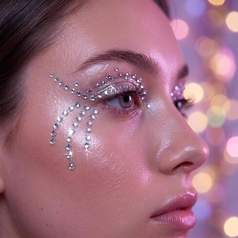 1792pcs Self Adhesive Face Gems Stickers, Rhinestones Gems Stickers for Hair, Bling Jewels for Crafts Makeup Home Decor, Scrapbooking Embellishments with 4 Sizes 3mm/4mm/5mm/6mm (Clear Rhinestones) in Saudi Arabia