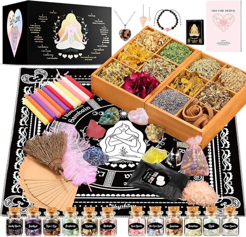 SHYSHINY Self Love Witchcraft Supplies, Self-Love Wiccan Supplies and Tools with Self-Care Journal Workbook, Witchy Gifts for Women, Witch Kit for Beginners in Saudi Arabia