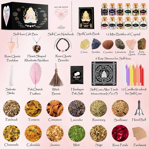 SHYSHINY Self Love Witchcraft Supplies, Self-Love Wiccan Supplies and Tools with Self-Care Journal Workbook, Witchy Gifts for Women, Witch Kit for Beginners in Saudi Arabia