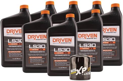 Driven Racing Oil LS30 5w-30 Synthetic Motor Oil Change Kit for GEN IV GM L77, L99, LS3, LS7 & LSA Engines 2007-Present (8 Quarts) Wix Filter 57060XP in Kuwait