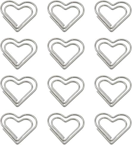 100 pcs Mini Rose Gold Heart Paper Clips, Decorative Paperclips Fancy Bookmarks, Love Shaped Binder Clips for Document Note Sorting/Wedding Decoration Crafts Office Supplies in Saudi Arabia