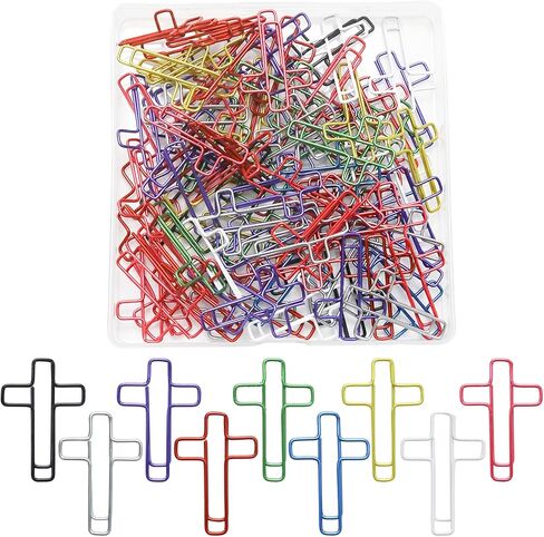 100 Pcs Fun Paper Clips 8 Colors Metal Cross Paperclips Decorative Bookmark Clips in Saudi Arabia