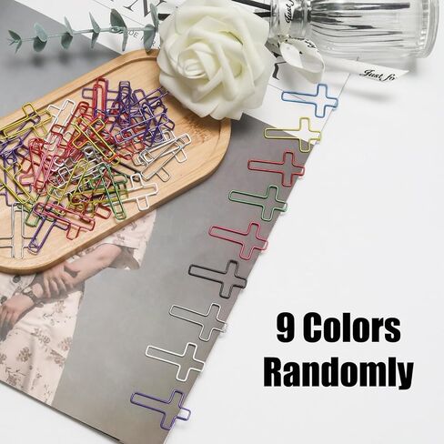 100 Pcs Fun Paper Clips 8 Colors Metal Cross Paperclips Decorative Bookmark Clips in Saudi Arabia