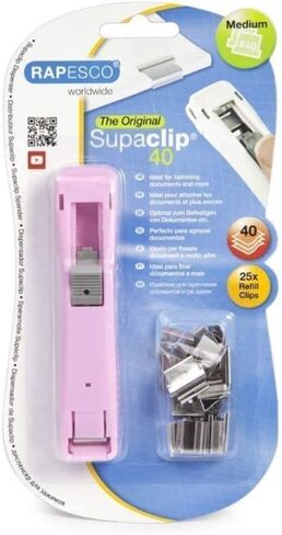 موزع Rapesco Supaclip #40 مع 25 مشبكًا متعدد الألوان لإعادة التعبئة (RC4025MC) in Kuwait