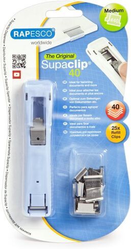 موزع Rapesco Supaclip #40 مع 25 مشبكًا متعدد الألوان لإعادة التعبئة (RC4025MC) in Kuwait