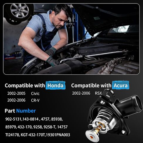 902-5131 مجموعة مبيت منظم الحرارة، مبيت منظم حرارة مبرد المحرك مع حشية يناسب Honda Civic 2005 2004 2003 2002 Honda CR-V 2002-2006، لـ Acura RSX 02-06، 33949 19301PNA003 1430814 TI24178 in Kuwait
