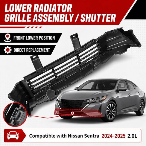 مجموعة / مصراع شبكة المبرد السفلية من SecosAutoparts متوافق مع Nissan Sentra 2024 2025 2.0L # 62330-6LY0A 623306LY0A in Kuwait