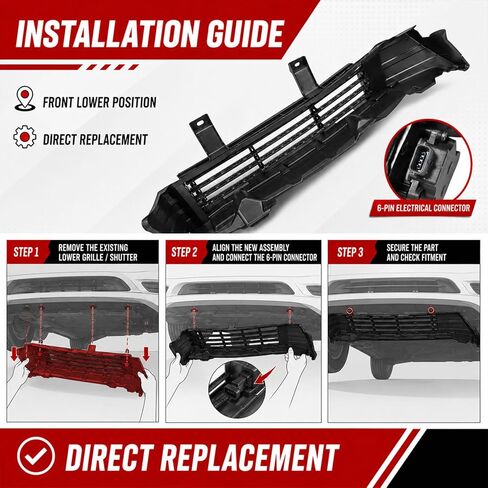 مجموعة / مصراع شبكة المبرد السفلية من SecosAutoparts متوافق مع Nissan Sentra 2024 2025 2.0L # 62330-6LY0A 623306LY0A in Kuwait