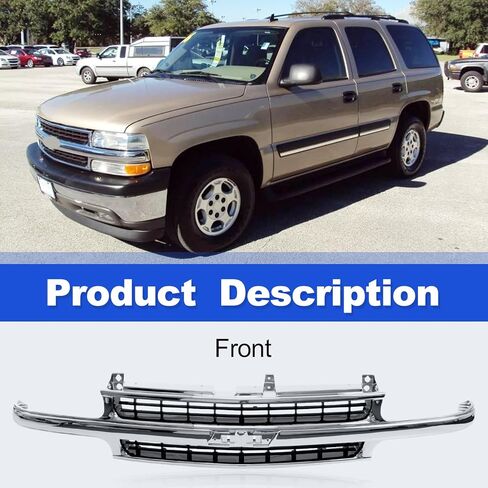 CarPartsDepot شبكة أمامية من الكروم مع إدراج أسود غير لامع متوافق مع شيفروليه متوافق مع 1999-2002 Chevy Silverado 1500 2500 &2000-2006 Suburban 1500 2500 /Tahoe GM1200490 19131244 in Kuwait