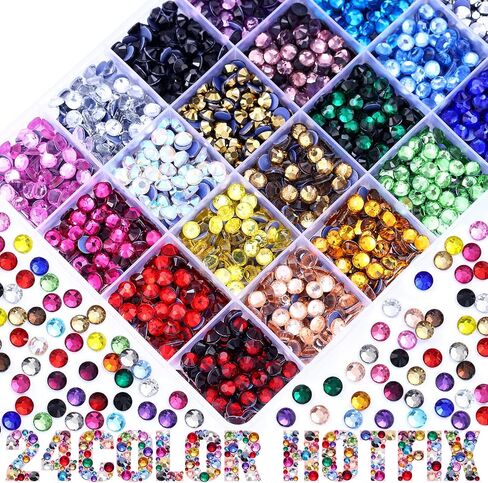 24 Colors Hotfix Rhinestones Kit, SS16 Glass Flatback Crystals for Clothes, Hats, Shoes & Crafts with 4 Tools, Tweezers, Wax, Pencil, Spoon hot fix kit(Color B) in Saudi Arabia
