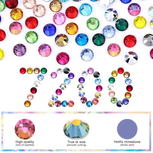 24 Colors Hotfix Rhinestones Kit, SS16 Glass Flatback Crystals for Clothes, Hats, Shoes & Crafts with 4 Tools, Tweezers, Wax, Pencil, Spoon hot fix kit(Color B) in Saudi Arabia