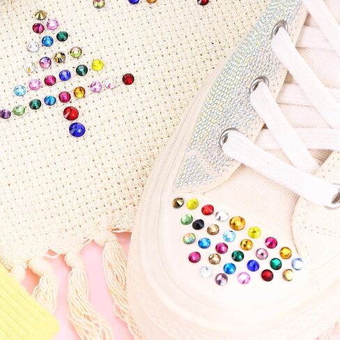 24 Colors Hotfix Rhinestones Kit, SS16 Glass Flatback Crystals for Clothes, Hats, Shoes & Crafts with 4 Tools, Tweezers, Wax, Pencil, Spoon hot fix kit(Color B) in Saudi Arabia