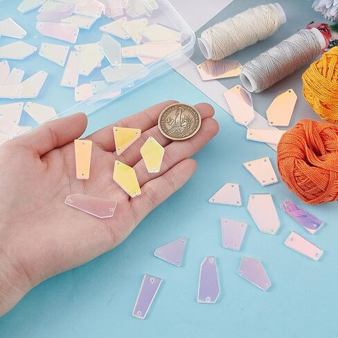 100 قطعة من AHANDMAKER مخيطة على أحجار الراين المرآة غير المنتظمة، قطع مرآة أسيلية مسطحة مزخرفة مع فتحات للحرف اليدوية فستان حفلات الرقص لتزيين أزياء الهالوين in Kuwait