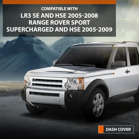 غطاء لوحة أجهزة القياس متوافق مع Land Rover LR3 SE وHSE 2005-2008، مناسب لسيارة Range Rover Sport Supercharged وHSE 2005-2009 أسود TPE in Kuwait