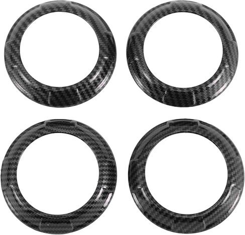 4 Pcs AC Vent Dashboard Decoration Rings for Jeep Wrangler JK JKU 2011-2017 Air Conditioner Air Outlet Vent Cover Ring Carbon Fiber Pattern ABS Black in Kuwait