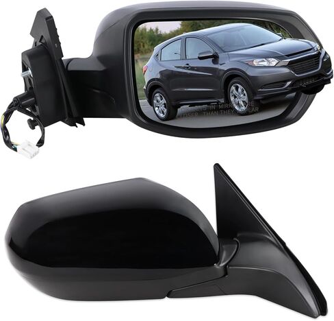 مرآة جانبية للسائق الأيسر متوافقة مع 2016 2017 2018 2019 2020 2021 2022 Honda HRV HR-V، زجاج الطاقة/استبدال يدوي قابل للطي #76258T7WA72 (أسود، 3 دبابيس) in Kuwait