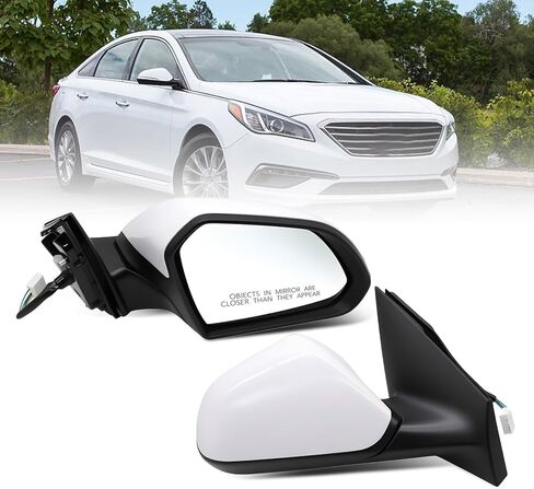 مجموعة مرآة جانبية للراكب الأيمن متوافقة مع 2015 2016 2017 2018 2019 Sonata مع زجاج الطاقة والطي اليدوي والتسخين HY1321203 87620-C2000 5Pins (أبيض) (يمين) in Kuwait