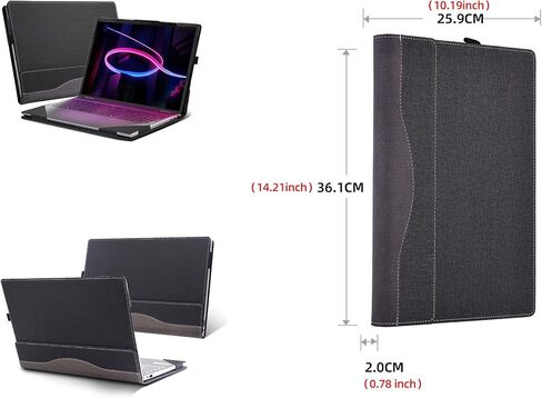 حافظة كمبيوتر محمول لجهاز Lenovo Yoga 7 2-in-1 16AGP11 |Yoga 7a 2-in-1 Aura Edition |Yoga 7 2-in-1 16IPH11| Yoga 7i 2 في 1 16 بوصة [ملاحظة الموديلات الأخرى] حقيبة كمبيوتر محمول واقية من جلد البولي يوريثان قابلة للفصل (رمادي داكن) in Kuwait
