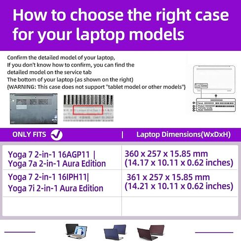 حافظة كمبيوتر محمول لجهاز Lenovo Yoga 7 2-in-1 16AGP11 |Yoga 7a 2-in-1 Aura Edition |Yoga 7 2-in-1 16IPH11| Yoga 7i 2 في 1 16 بوصة [ملاحظة الموديلات الأخرى] حقيبة كمبيوتر محمول واقية من جلد البولي يوريثان قابلة للفصل (رمادي داكن) in Kuwait