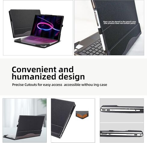 حافظة كمبيوتر محمول لجهاز Lenovo Yoga 7 2-in-1 16AGP11 |Yoga 7a 2-in-1 Aura Edition |Yoga 7 2-in-1 16IPH11| Yoga 7i 2 في 1 16 بوصة [ملاحظة الموديلات الأخرى] حقيبة كمبيوتر محمول واقية من جلد البولي يوريثان قابلة للفصل (رمادي داكن) in Kuwait